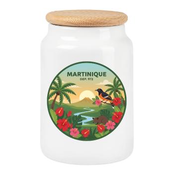 Martinique 972 - Cookie Jar with Wooden Lid - white - Front