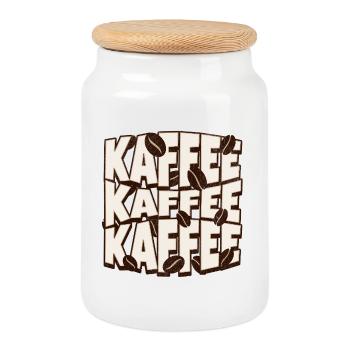 Coffee Coffee Coffee - Cookie Jar with Wooden Lid - white - Front