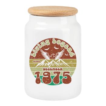 50. Geburtstag Living Legend since VIN 12/1975 - Keksdose mit Holzdeckel - Weiß - Vorne