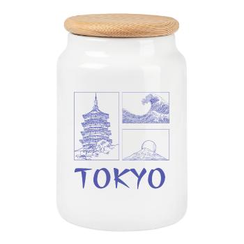 Tokyo Trio Pagoda Wave Fuji - Cookie Jar with Wooden Lid - white - Front