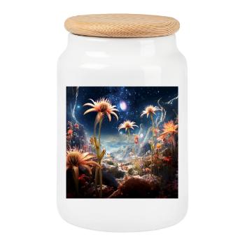 Sternenblüten Landschaft - Keksdose mit Holzdeckel - Weiß - Vorne