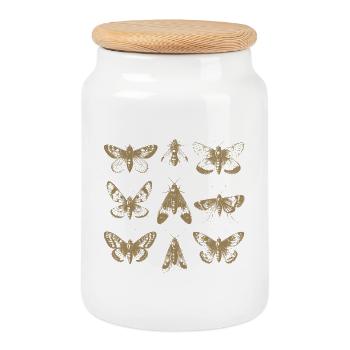 Illustration de la collection de papillons de nuit vintage - Boîte à biscuits avec couvercle en bois - blanc - Devant