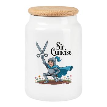 Sir Cumcise - Lustiges mittelalterliches Memeshirt - Keksdose mit Holzdeckel - Weiß - Vorne
