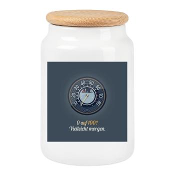 De 0 à 100 – peut-être demain - Boîte à biscuits avec couvercle en bois - blanc - Devant