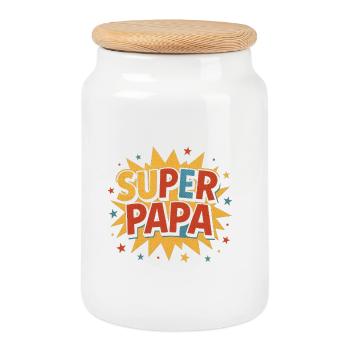 Super Dad Comic Burst Retro - Cookie Jar with Wooden Lid - white - Front
