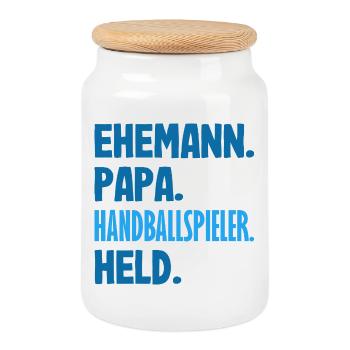 Handball Joueurs Handball Handball Cadeaux - Boîte à biscuits avec couvercle en bois - blanc - Devant