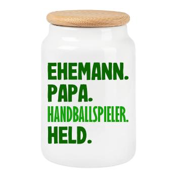 Handballspieler Handball Handballer Geschenke - Keksdose mit Holzdeckel - Weiß - Vorne