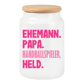 Handballspieler Handball Handballer Geschenke - Keksdose mit Holzdeckel - Weiß - Vorne