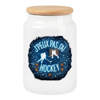 I can't I have hockey - Cookie Jar with Wooden Lid - white - Front