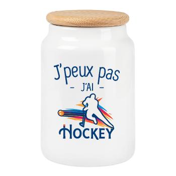 I can't I have hockey - Cookie Jar with Wooden Lid - white - Front