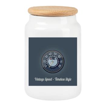 Vintage Speed – Timeless Style. - Cookie Jar with Wooden Lid - white - Front