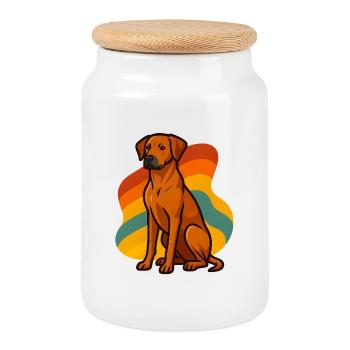 Retro Rhodesian Ridgeback Hund - Keksdose mit Holzdeckel - Weiß - Vorne