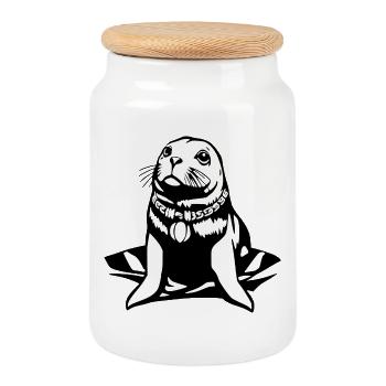 Cadeau T-shirt Seal Seal Allemagne du Nord - Boîte à biscuits avec couvercle en bois - blanc - Devant