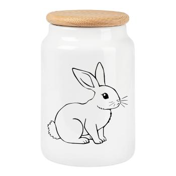 Hase Kaninchen T-shirt Geschenk - Keksdose mit Holzdeckel - Weiß - Vorne