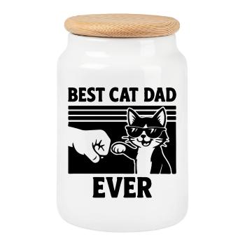 Cadeau de Noël pour les chats Le meilleur papa chat de papa - Boîte à biscuits avec couvercle en bois - blanc - Devant