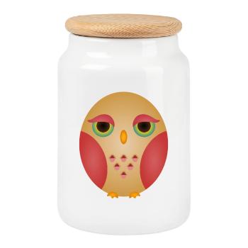 Visage de hibou dégradé dans des tons confortables - Boîte à biscuits avec couvercle en bois - blanc - Devant