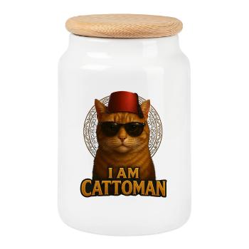 I Am Cattoman – Streetwear vintage avec chat rétro - Boîte à biscuits avec couvercle en bois - blanc - Devant