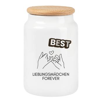 Best Favorite Girl Forever – Loving Design - Cookie Jar with Wooden Lid - white - Front