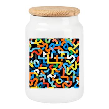 Motif de noeud de couleur entrelacé - Boîte à biscuits avec couvercle en bois - blanc - Devant