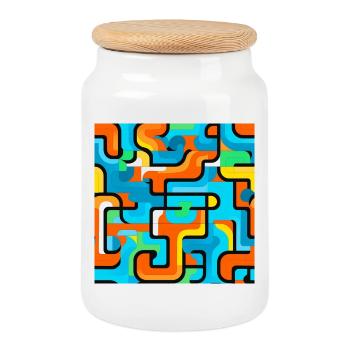 Géométrie vive Jeu de couleurs - Boîte à biscuits avec couvercle en bois - blanc - Devant