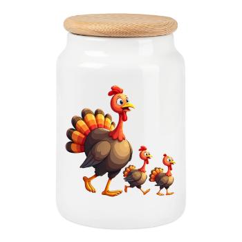 Thanksgiving Truthahn Baby - Keksdose mit Holzdeckel - Weiß - Vorne