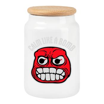 Calm Like Bomb Paradox Ironie Humor Explosiv Witz - Keksdose mit Holzdeckel - Weiß - Vorne