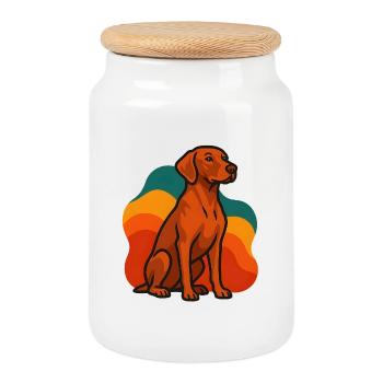 Vizsla Dog in Retro Palette - Cookie Jar with Wooden Lid - white - Front