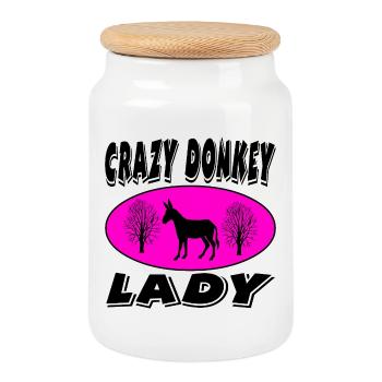 donkey - Cookie Jar with Wooden Lid - white - Front