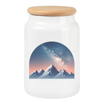 Pic de la Voie lactée sous le dôme étoilé - Boîte à biscuits avec couvercle en bois - blanc - Devant