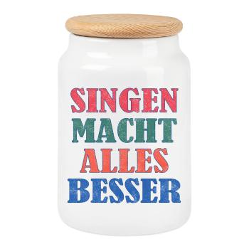 Singen macht alles besser - Keksdose mit Holzdeckel - Weiß - Vorne