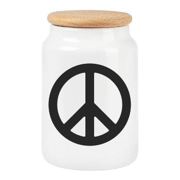 Peace symbol in minimal style - Cookie Jar with Wooden Lid - white - Front