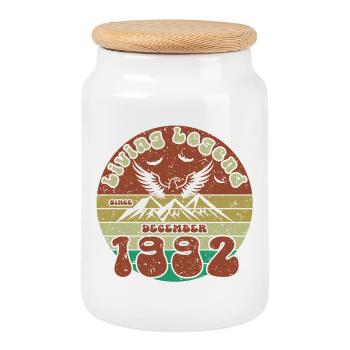 33rd Birthday Living Legend since VIN 12/1992 - Cookie Jar with Wooden Lid - white - Front