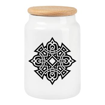 motif celtiques  - Boîte à biscuits avec couvercle en bois - blanc - Devant