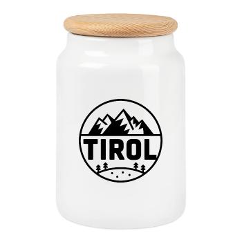 Tirol - Souvenir Design - Keksdose mit Holzdeckel - Weiß - Vorne