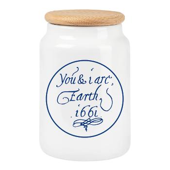 Vous et moi sommes la Terre 1661 - Boîte à biscuits avec couvercle en bois - blanc - Devant