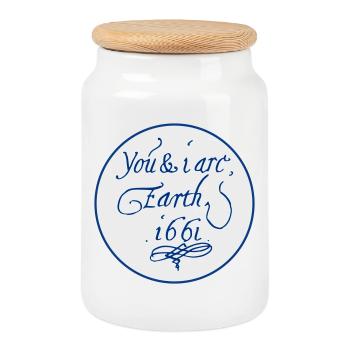 Vous et moi sommes la Terre 1661 - Boîte à biscuits avec couvercle en bois - blanc - Devant