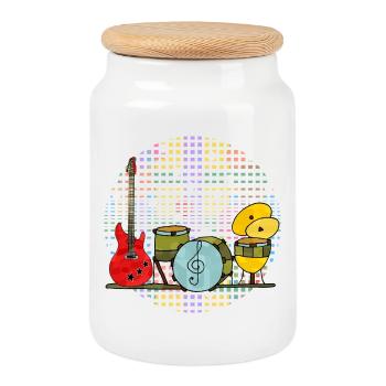 Musical instruments - Cookie Jar with Wooden Lid - white - Front