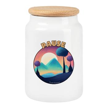 Natural Serenity Break - Cookie Jar with Wooden Lid - white - Front