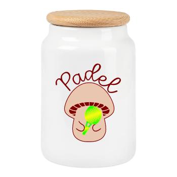 Padel Tennis Pilze - Keksdose mit Holzdeckel - Weiß - Vorne
