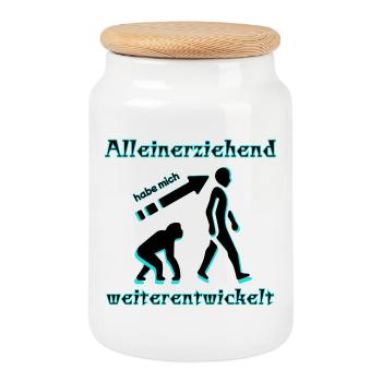 Parent célibataire m’ont développé Spruch - Boîte à biscuits avec couvercle en bois - blanc - Devant