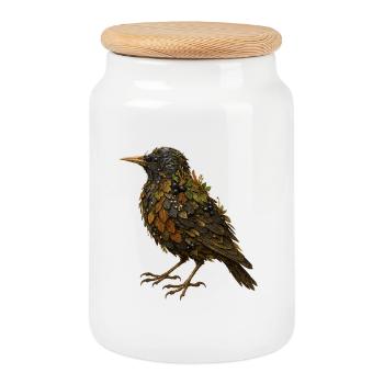 Illustration d’étoile dans le design de la nature (Wild Line) - Boîte à biscuits avec couvercle en bois - blanc - Devant