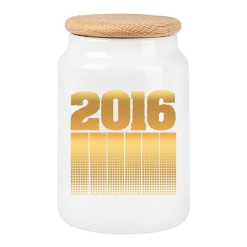 Anniversaire 2016 - Boîte à biscuits avec couvercle en bois - blanc - Devant