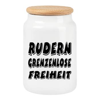 Rudern - Keksdose mit Holzdeckel - Weiß - Vorne