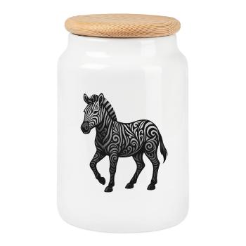 Zebra Ornament Tribalswirl Muster - Keksdose mit Holzdeckel - Weiß - Vorne