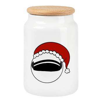 Weihnachtsmann   Helm  - Keksdose mit Holzdeckel - Weiß - Vorne