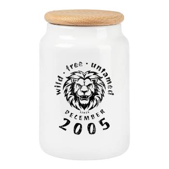 Wild, free & untamed since 12/2005 - Cookie Jar with Wooden Lid - white - Front