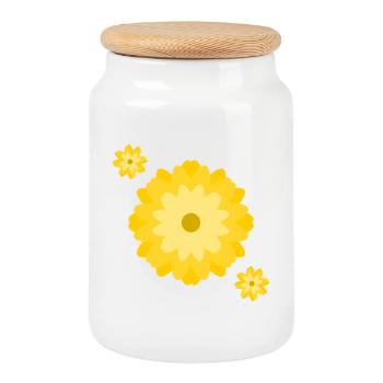 Sunny Daisy Burst - Cookie Jar with Wooden Lid - white - Front