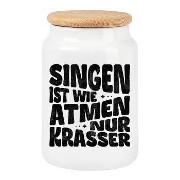 Singen ist wie Atmen, nur krasser! - Keksdose mit Holzdeckel - Weiß - Vorne