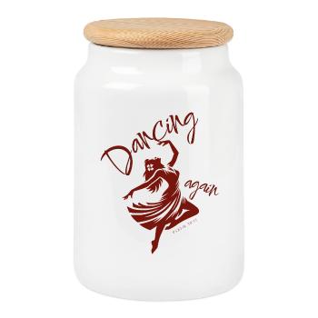 💃Dancing Again Inspired by Psalm 30:11 - Cookie Jar with Wooden Lid - white - Front