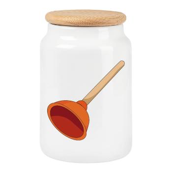 Pömpel – Pümpel – Sonnette d’aspiration au design classique - Boîte à biscuits avec couvercle en bois - blanc - Devant